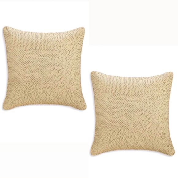 X2 Hudson Park Foglia Euro Sham, Gold, New w/Tag Retail $400 Total - Picture 1 of 9